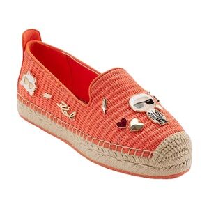 KARL LAGERFELD PARIS Michaela Linen Ornament Detail Espadrille Slip-Ons 8.5 New